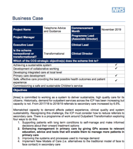 nhs business plan example